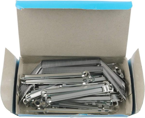 E-outstanding Metal File Fastener 50PCS 2-Hole Prong Paper Fasteners Metal Binder Clip Loose-Leaf Binding Clamp 8cm