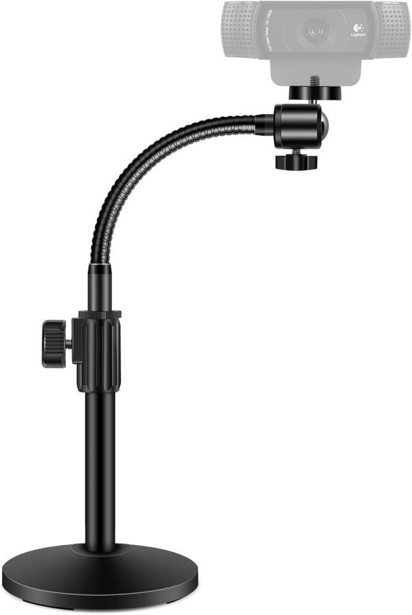 InnoGear Webcam Stand for Desk, Camera Stand Mount Gooseneck Arm for Logitech Webcam C922 C930e C920S C920 C615 C960 C920x BRIO 4K NexiGo N60, Phone Mount, Right Light, GoPro with 1/4" Thread