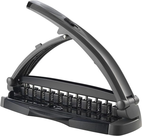 Staples Arc Desktop Paper Punch, 8-Sheet Capacity, Black & Gray